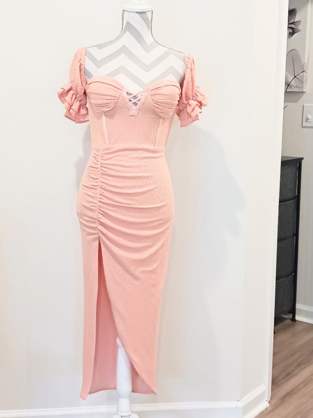 Miss Circle Dresses, Miss Circle Off Shoulder Puff Sleeve Midi Dress